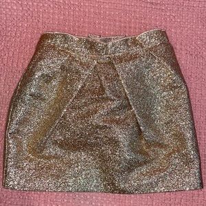 Gold pink/rose gold shiny HM skirt w pockets 3-4